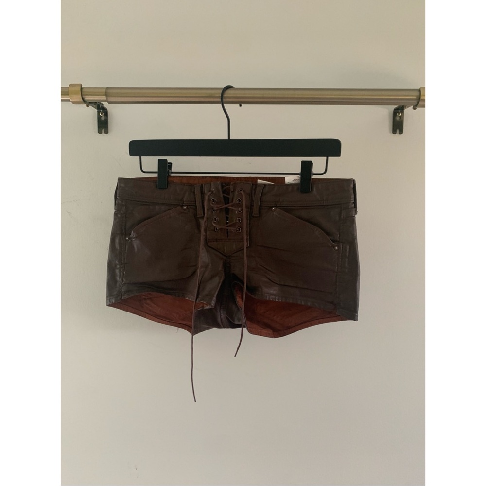 Brown leather shorts